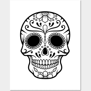 Day of the Dead Skull Black Posters and Art